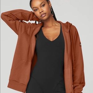 Alo Everyday Full Zip Hoodie in Rust